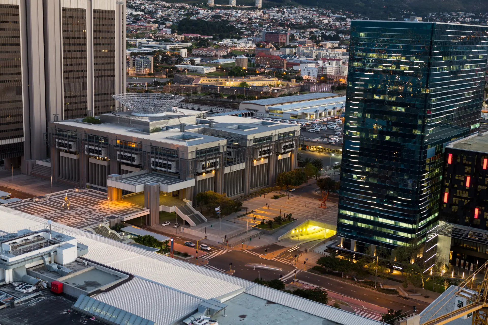 aerial-view-business-district-night